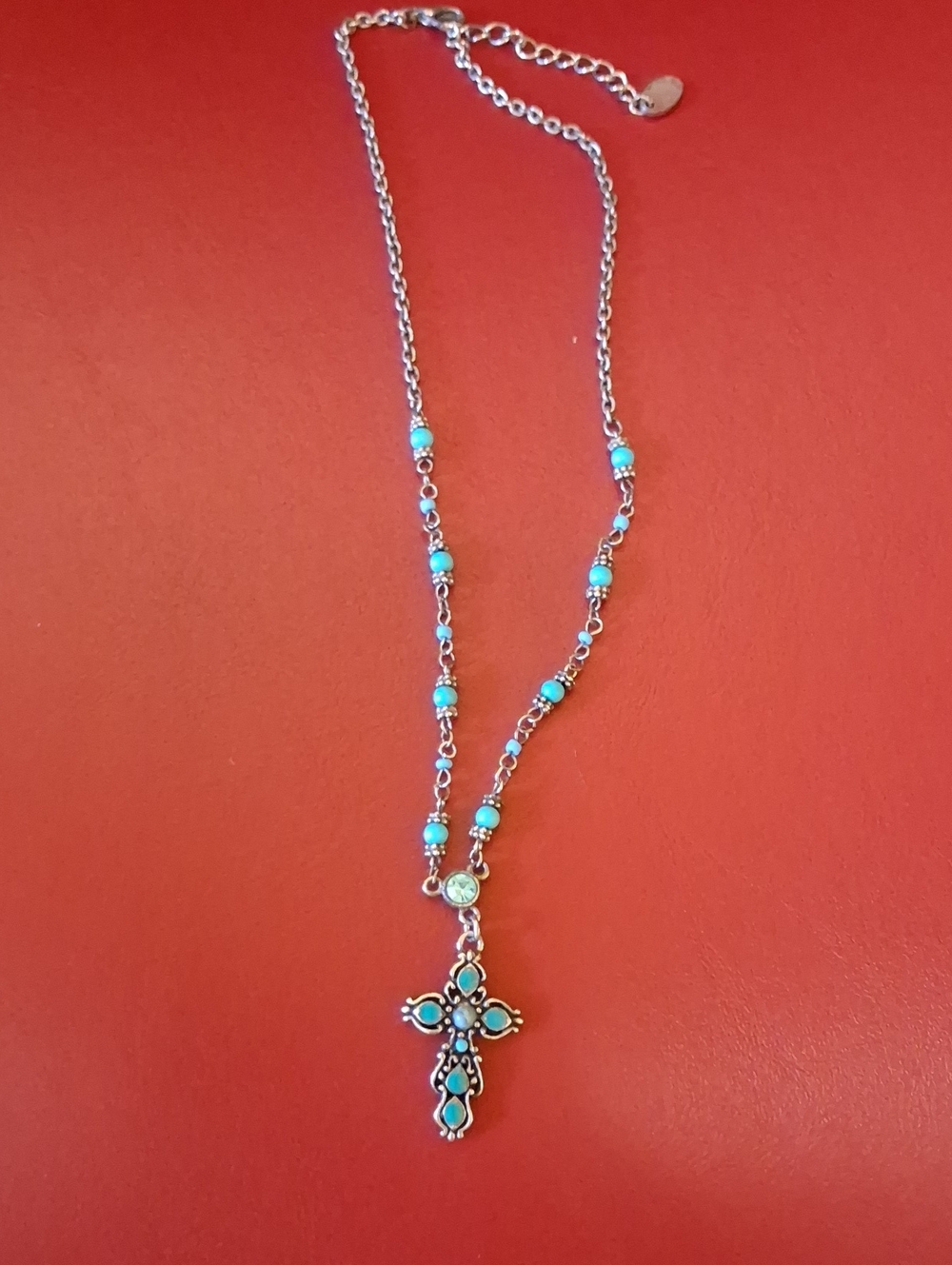 Turquoise Cross Pendant Necklace - Women Jewelry